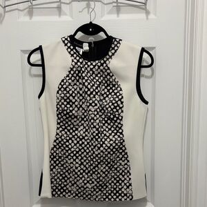 Black and White Polka Dot Sleeveless scuba Top by Dennis Merotto